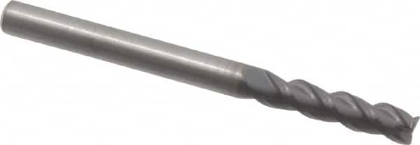 RobbJack - 1/8", 3 Flute, Single End, Solid Carbide, Corner Chamfer End Mill - 1-1/2" OAL, 40° Helix, Right Hand Flute, 1/2" LOC, Right Hand Cut - Makers Industrial Supply