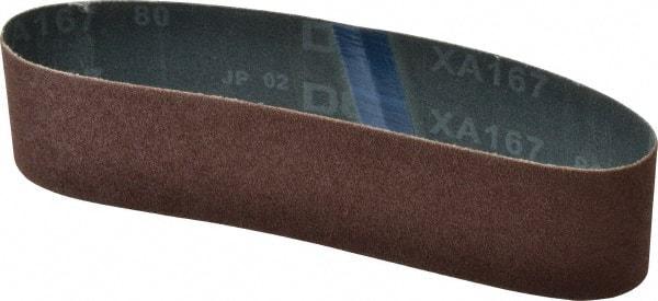 Made in USA - 2" Wide x 18-15/16" OAL, 80 Grit, Aluminum Oxide Abrasive Belt - Aluminum Oxide, Medium, Coated - Makers Industrial Supply