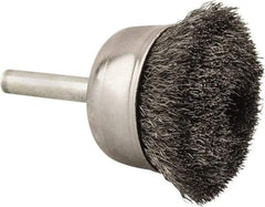 Made in USA - 1-3/4" Diam, 1/4" Shank Crimped Wire Steel Cup Brush - 0.006" Filament Diam, 3/4" Trim Length, 13,000 Max RPM - Makers Industrial Supply