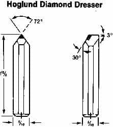 Made in USA - 0.025" Single Point Diamond Dresser - 1-1/2" Long x 5/16" Shank Diam, 72° Included Angle - Makers Industrial Supply