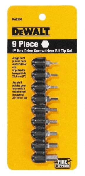 DeWALT - 9 Piece, Screwdriver Bit Set - Hex - Makers Industrial Supply