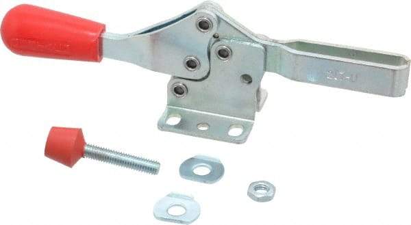 De-Sta-Co - 200 Lb Holding Capacity, Horizontal Handle, Manual Hold Down Toggle Clamp - 61° Handle Movement, 91° Bar Opening, U-Bar, Flanged Base, Electro-Plated Zinc, Carbon Steel - Makers Industrial Supply