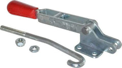 De-Sta-Co - 750 Lb Capacity, Horizontal, J Hook, Flanged Base, Carbon Steel Pull Action Latch Clamp - 5.38" Drawing Movement, 11.89" OAL, Straight Handle - Makers Industrial Supply