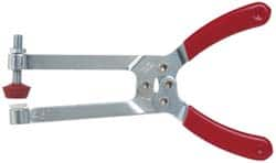 De-Sta-Co - 4448.22 N Load Capacity, 2.91" Throat Depth, 6.8" OAL, Carbon Steel, C Style Plier Clamp - 2.83" Max Jaw Capacity, M6x1 Spindle, 2.83" Open Throat Height, Red Handle, Spindle End - Makers Industrial Supply