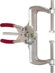 De-Sta-Co - 4448.22 N Load Capacity, 2.56" Throat Depth, 9.15" OAL, Carbon Steel, C Style Plier Clamp - 7.92" Max Jaw Capacity, M10x1.25 Spindle, 7.92" Open Throat Height, Red Handle, Spindle End - Makers Industrial Supply