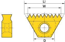 Kennametal - 14 TPI, Internal/External Thread, Whitworth Standard, STN KC610M Grade Thread Mill Insert - Carbide, TiN/TiCN/TiN Coating - Makers Industrial Supply