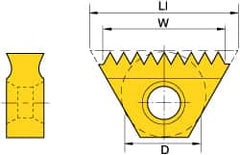 Kennametal - 14 TPI, Internal/External Thread, Whitworth Standard, STN KC610M Grade Thread Mill Insert - Carbide, TiN/TiCN/TiN Coating - Makers Industrial Supply