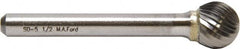 M.A. Ford - 1/4" Cut Diam, 1/4" Shank Diam, Ball Head Double Cut Burr - Carbide, Radius End, 7/32" LOC, 6-7/32" OAL - Makers Industrial Supply