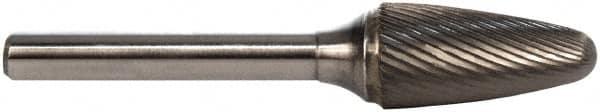 M.A. Ford - 1/2" Cut Diam, 6mm Shank Diam, Tree with Radius Head Double Cut Burr - Carbide, Radius End, 25mm LOC, 175mm OAL - Makers Industrial Supply