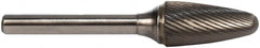 M.A. Ford - 5/8" Cut Diam, 1/4" Shank Diam, Tree with Radius Head Double Cut Burr - Carbide, Radius End, 1" LOC, 3" OAL - Makers Industrial Supply