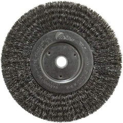 Weiler - 6" OD, 5/8" Arbor Hole, Crimped Steel Wheel Brush - 3/4" Face Width, 1-7/16" Trim Length, 0.0118" Filament Diam, 6,000 RPM - Makers Industrial Supply