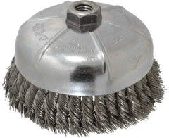 Weiler - 6" Diam, 5/8-11 Threaded Arbor, Steel Fill Cup Brush - 0.023 Wire Diam, 1-3/8" Trim Length, 6,600 Max RPM - Makers Industrial Supply