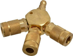 Value Collection - 1/4" Inlet, 1/4" Outlet Manifold - 4-1/2" Long x 0.88" Wide x 4-5/8" High, 1 Inlet Port, 3 Outlet Ports - Makers Industrial Supply