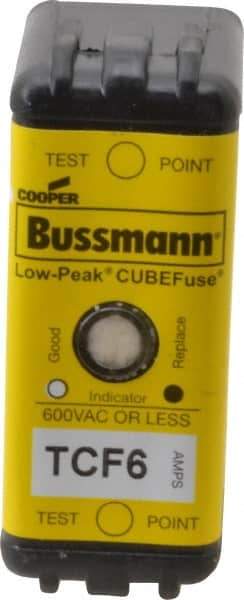 Cooper Bussmann - 300 VDC, 600 VAC, 6 Amp, Time Delay General Purpose Fuse - Plug-in Mount, 2-7/64" OAL, 100 at DC, 200 (CSA RMS), 300 (UL RMS) kA Rating - Makers Industrial Supply