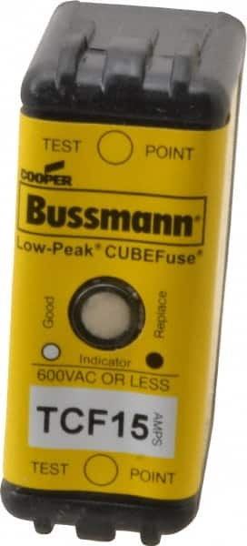 Cooper Bussmann - 300 VDC, 600 VAC, 15 Amp, Time Delay General Purpose Fuse - Plug-in Mount, 1-7/8" OAL, 100 at DC, 200 (CSA RMS), 300 (UL RMS) kA Rating - Makers Industrial Supply