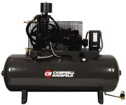 Campbell Hausfeld - 7.5 hp, 80 Gal Stationary Electric Horizontal Screw Air Compressor - Single Phase, 175 Max psi, 24.3 CFM, 230 Volt - Makers Industrial Supply