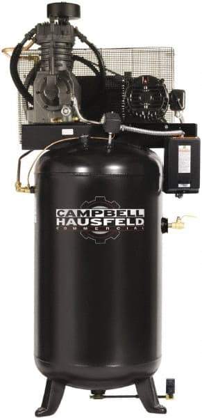 Campbell Hausfeld - 5 hp, 80 Gal Stationary Electric Vertical Air Compressor - Single Phase, 175 Max psi, 16.6 CFM, 230 Volt - Makers Industrial Supply