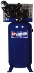 Campbell Hausfeld - 5 hp, 80 Gal Stationary Electric Vertical Air Compressor - Single Phase, 175 Max psi, 13.7 CFM, 230 Volt - Makers Industrial Supply