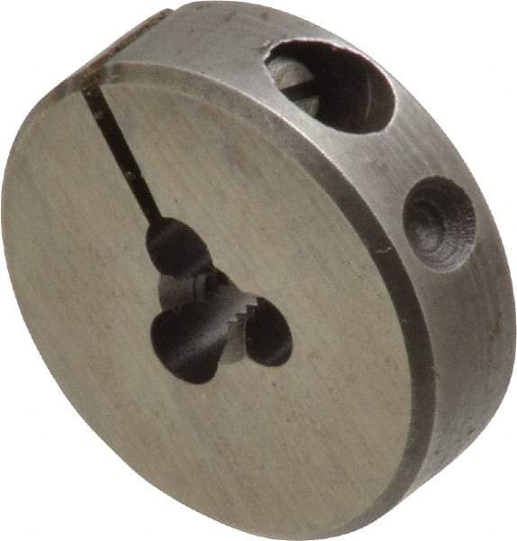 Made in USA - #4-40 UNC Thread, 13/16" Outside Diam High Speed Steel Round Die - 1/4" Thick, Right Hand Thread, Adjustable - Exact Industrial Supply