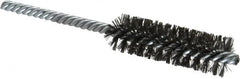 Made in USA - 3/4" Diam Helical Steel Tube Brush - Double Spiral, 0.006" Filament Diam, 2-1/2" Brush Length, 5-1/2" OAL, 0.237" Diam Galvanized Steel Shank - Makers Industrial Supply