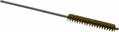 Made in USA - 1/4" Diam Helical Brass Tube Brush - Double Spiral, 0.005" Filament Diam, 1-1/2" Brush Length, 4" OAL, 0.091" Diam Stainless Steel Shank - Makers Industrial Supply