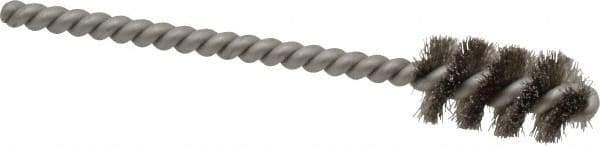 Made in USA - 1/2" Diam Helical Stainless Steel Tube Brush - Single Spiral, 0.005" Filament Diam, 1" Brush Length, 3-1/2" OAL, 0.162" Diam Stainless Steel Shank - Makers Industrial Supply