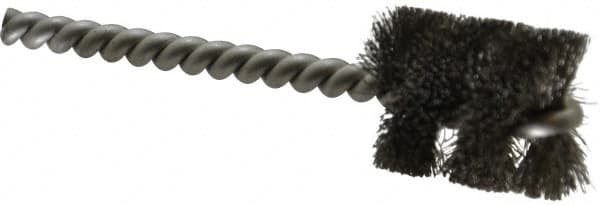 Made in USA - 7/8" Diam Helical Stainless Steel Tube Brush - Single Spiral, 0.006" Filament Diam, 1" Brush Length, 3-1/2" OAL, 0.213" Diam Stainless Steel Shank - Makers Industrial Supply