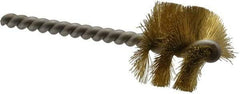 Made in USA - 1-1/4" Diam Helical Brass Tube Brush - Single Spiral, 0.008" Filament Diam, 1" Brush Length, 3-1/2" OAL, 0.248" Diam Stainless Steel Shank - Makers Industrial Supply