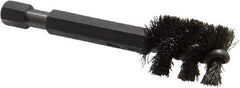 Made in USA - 1/2 Inch Inside Diameter, 5/8 Inch Actual Brush Diameter, Stainless Steel, Power Fitting and Cleaning Brush - 1/4 Shank Diameter, 2-3/4 Inch Long, Hex Shaft Stem - Makers Industrial Supply