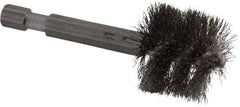 Made in USA - 7/8 Inch Inside Diameter, 1 Inch Actual Brush Diameter, Stainless Steel, Power Fitting and Cleaning Brush - 1/4 Shank Diameter, 2-3/4 Inch Long, Hex Shaft Stem - Makers Industrial Supply