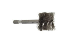 Made in USA - 1 Inch Inside Diameter, 1-1/8 Inch Actual Brush Diameter, Stainless Steel, Power Fitting and Cleaning Brush - 1/4 Shank Diameter, 2-3/4 Inch Long, Hex Shaft Stem - Makers Industrial Supply