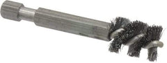 Made in USA - 3/8 Inch Inside Diameter, 1/2 Inch Actual Brush Diameter, Carbon Steel, Power Fitting and Cleaning Brush - 1/4 Shank Diameter, 2-3/4 Inch Long, Hex Shaft Stem - Makers Industrial Supply