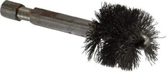 Made in USA - 3/4 Inch Inside Diameter, 7/8 Inch Actual Brush Diameter, Carbon Steel, Power Fitting and Cleaning Brush - 1/4 Shank Diameter, 2-3/4 Inch Long, Hex Shaft Stem - Makers Industrial Supply