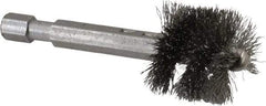 Made in USA - 7/8 Inch Inside Diameter, 1 Inch Actual Brush Diameter, Carbon Steel, Power Fitting and Cleaning Brush - 1/4 Shank Diameter, 2-3/4 Inch Long, Hex Shaft Stem - Makers Industrial Supply