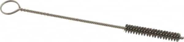 Made in USA - 1-1/2" Long x 1/4" Diam Stainless Steel Twisted Wire Bristle Brush - Double Spiral, 5-1/2" OAL, 0.003" Wire Diam, 0.062" Shank Diam - Makers Industrial Supply