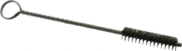 Made in USA - 1-1/2" Long x 3/8" Diam Stainless Steel Twisted Wire Bristle Brush - Double Spiral, 5-1/2" OAL, 0.005" Wire Diam, 0.085" Shank Diam - Makers Industrial Supply