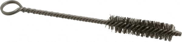 Made in USA - 2" Long x 1/2" Diam Stainless Steel Twisted Wire Bristle Brush - Double Spiral, 5-1/2" OAL, 0.006" Wire Diam, 0.11" Shank Diam - Makers Industrial Supply