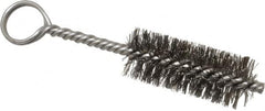 Made in USA - 2-1/2" Long x 1" Diam Stainless Steel Twisted Wire Bristle Brush - Double Spiral, 5-1/2" OAL, 0.01" Wire Diam, 0.162" Shank Diam - Makers Industrial Supply