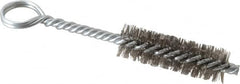 Made in USA - 2-1/2" Long x 3/4" Diam Stainless Steel Twisted Wire Bristle Brush - Double Spiral, 5-1/2" OAL, 0.01" Wire Diam, 0.235" Shank Diam - Makers Industrial Supply