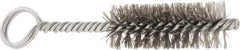 Made in USA - 2-1/2" Long x 7/8" Diam Stainless Steel Twisted Wire Bristle Brush - Double Spiral, 5-1/2" OAL, 0.01" Wire Diam, 0.235" Shank Diam - Makers Industrial Supply