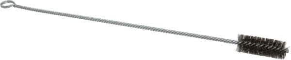 Made in USA - 2-1/2" Long x 1" Diam Stainless Steel Twisted Wire Bristle Brush - Double Spiral, 18" OAL, 0.006" Wire Diam, 0.235" Shank Diam - Makers Industrial Supply
