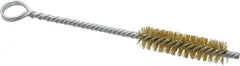 Made in USA - 2" Long x 1/2" Diam Brass Twisted Wire Bristle Brush - Double Spiral, 5-1/2" OAL, 0.006" Wire Diam, 0.162" Shank Diam - Makers Industrial Supply