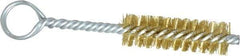 Made in USA - 2-1/2" Long x 3/4" Diam Brass Twisted Wire Bristle Brush - Double Spiral, 5-1/2" OAL, 0.01" Wire Diam, 0.235" Shank Diam - Makers Industrial Supply