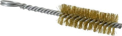 Made in USA - 2-1/2" Long x 7/8" Diam Brass Twisted Wire Bristle Brush - Double Spiral, 5-1/2" OAL, 0.01" Wire Diam, 0.235" Shank Diam - Makers Industrial Supply