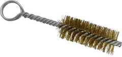 Made in USA - 2-1/2" Long x 1" Diam Brass Twisted Wire Bristle Brush - Double Spiral, 5-1/2" OAL, 0.01" Wire Diam, 0.235" Shank Diam - Makers Industrial Supply