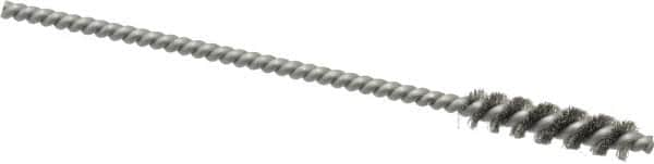 Made in USA - 6mm Diam Helical Stainless Steel Tube Brush - Single Spiral, 0.003" Filament Diam, 1" Brush Length, 4" OAL, 0.11" Diam Stainless Steel Shank - Makers Industrial Supply