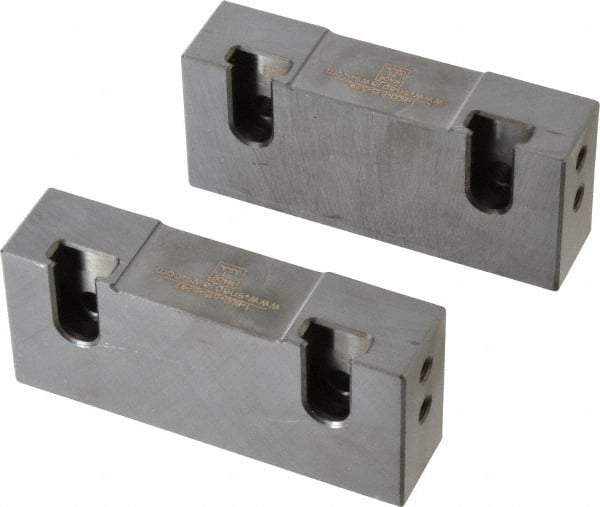 Snap Jaws - 4" Wide x 1-3/4" High x 1" Thick, Flat/No Step Vise Jaw - Soft, Steel, Fixed Jaw, Compatible with 4" Vises - Makers Industrial Supply