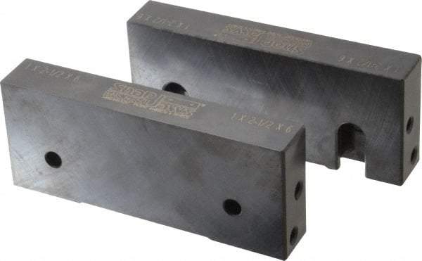 Snap Jaws - 6" Wide x 2-1/2" High x 1" Thick, Flat/No Step Vise Jaw - Soft, Steel, Fixed Jaw, Compatible with 6" Vises - Makers Industrial Supply