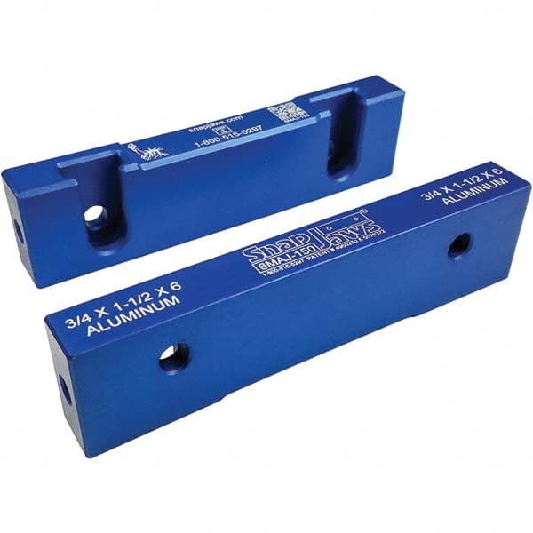 Snap Jaws - 6" Wide x 1-1/2" High x 3/4" Thick, Flat/No Step Vise Jaw - Makers Industrial Supply