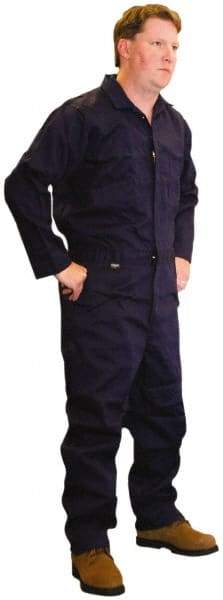 Stanco Safety Products - Size L, Navy Blue, Zipper, Flame Resistant/Retardant Coverall - 42 to 44" Chest, Indura, 7 Pockets, Elastic Waistband, Full Action Back, 2-Way Concealed Zipper - Makers Industrial Supply